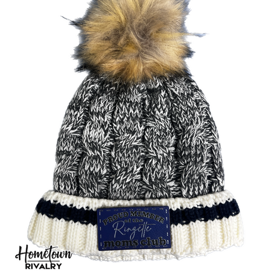 Ringette Moms Club Patch Toque-Grey with Blue