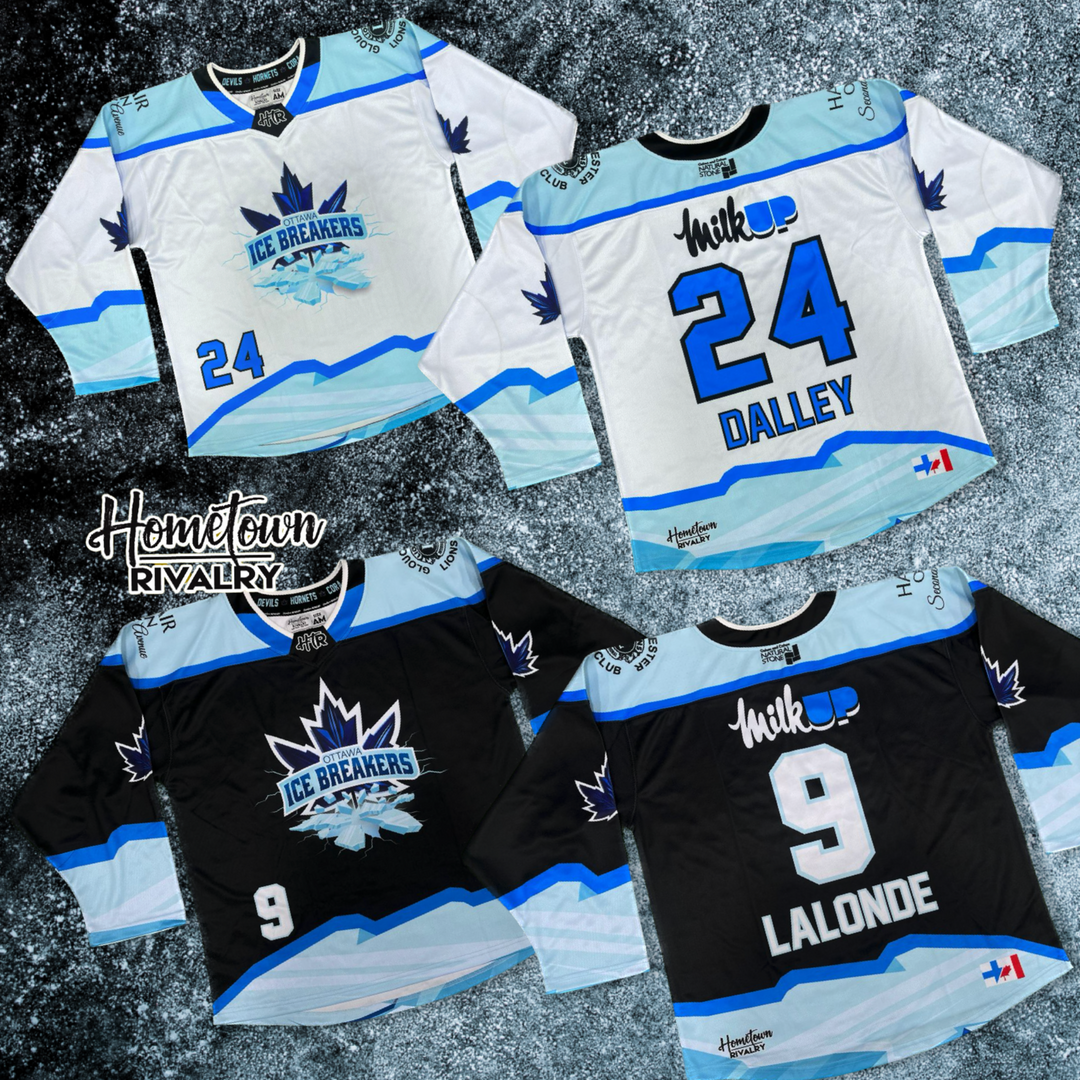 Front view of Elite Custom Ringette Jersey in with sublimated team logo designed in Canada