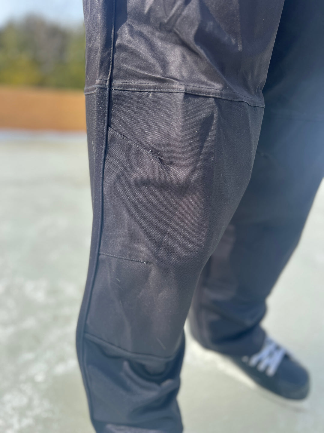 close up product shot of ringette pant knee area