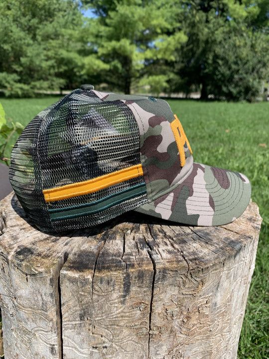 Retro PORT Camo Snapback Trucker Cap-Athletic Gold