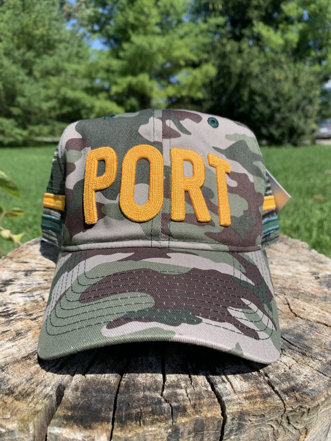 Retro PORT Camo Snapback Trucker Cap-Athletic Gold